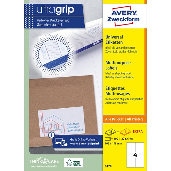 Avery Zweckform Universal-Etiketten, 48,5 X 25,4 Mm, Weiß-image