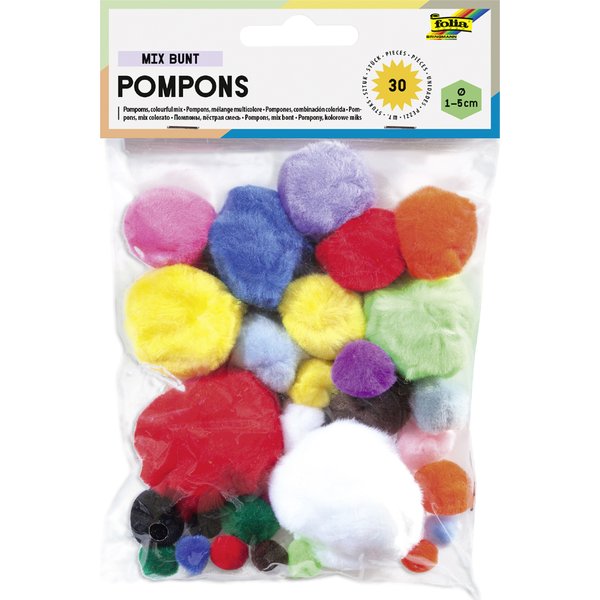 folia Pompons, 30 StüCk, GrößEn Und Farben Sortiert-image