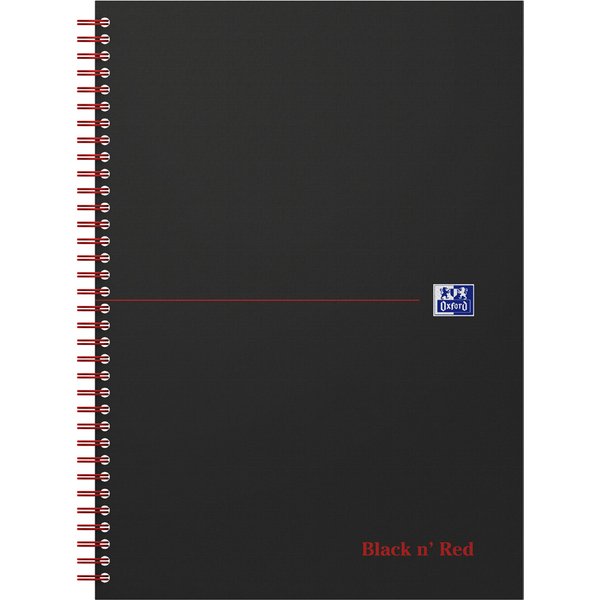 Oxford Black n, Red Spiralbuch, DIN A4, liniert, Karton