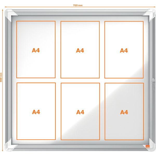 nobo Schaukasten Premium Plus, Metall-Rückwand, 6 x DIN A4