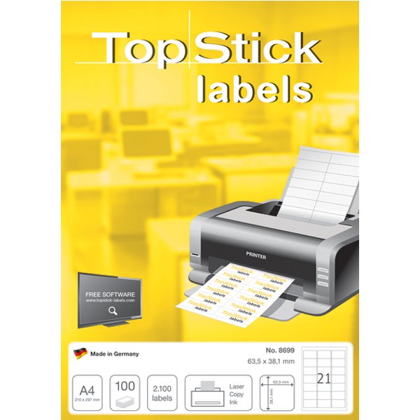 TOP Stick Universal-Etiketten, 96,5 X 42,3 Mm, 100 Blatt-image