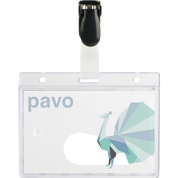 pavo Namensschild, mit Clip, 60 x 90 mm, transparent