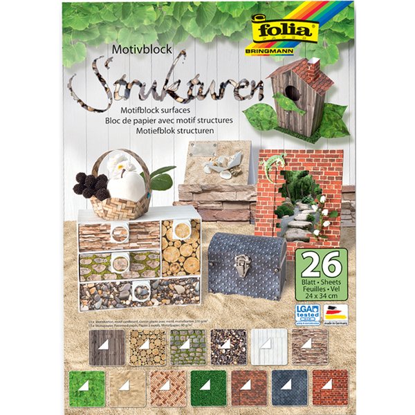 folia Motivblock , Strukturen, , 240 x 340 mm, 26 Blatt