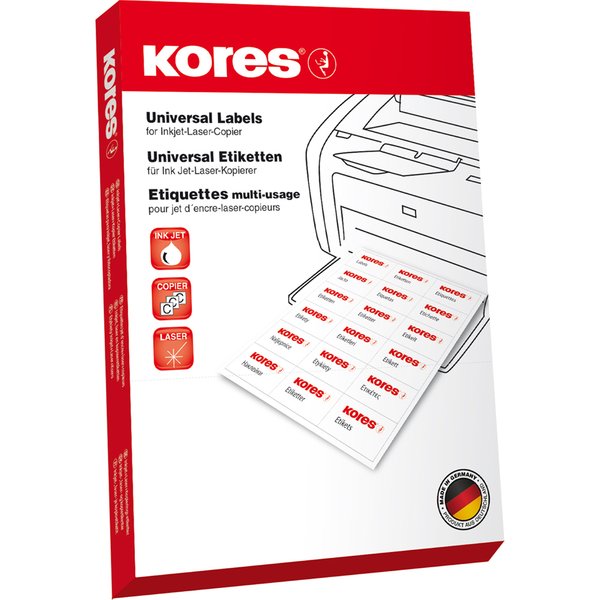 Kores Universal-Etiketten, 97 X 67,7 Mm, Weiß, 100 Blatt-image
