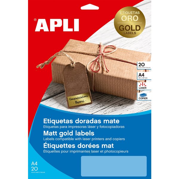 APLI Folien-Etiketten, 63,5 x 29,6 mm, gold