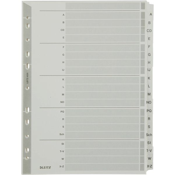 LEITZ Mylarkarton-Register, A-Z, A4, 20-teilig, grau