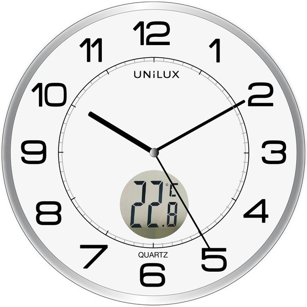 UNiLUX Wanduhr/Quarzuhr , TEMPUS, , Durchm.: 300 mm, silber