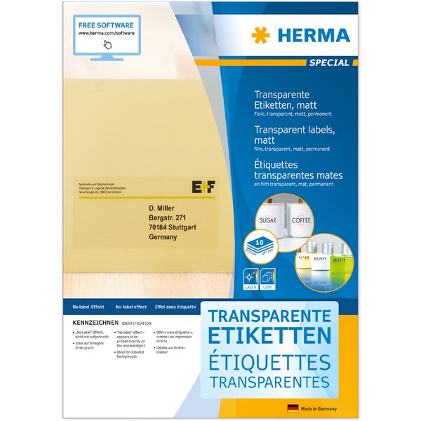 Herma Transparente Folien-Etiketten Special, 210 X 297 Mm-image