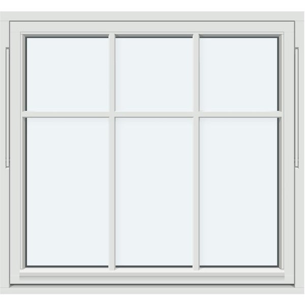 Outward-Opening Pivot Window | 1 sash: 1 horizontal decorative bar and 2 vertical decorative bars