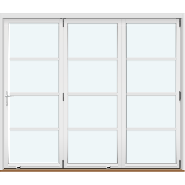 Outswing Bifold Doors | 3 Panels with 3 Horizontal Decorative Bars, Folds Right