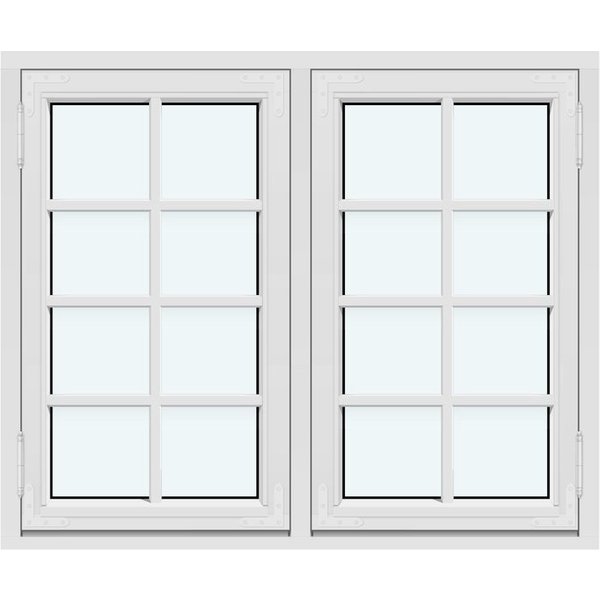 Historic-Style Two-Sash Outward-Opening Casement Window | 2 Sashes with 1 Horizontal Decorative Bar and 3 Vertical Decorative Bars
