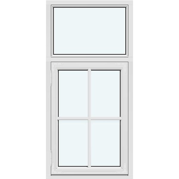 Historic-Style Kombi Outward-Opening Casement Window | 1 fixed glazed section without decorative bars; 1 sash with 1 horizontal and 1 vertical decorative bar