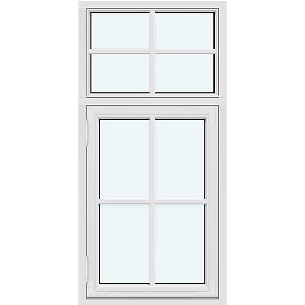 Historic-Style Kombi Outward-Opening Casement Window | 1 fixed glazed section with 1 horizontal and 1 vertical decorative bar; 1 sash with 1 horizontal and 1 vertical decorative bar