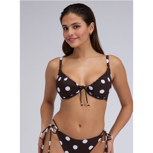 Boux Avenue Ibiza eyelet spot plunge bikini top - Chocolate - 30C