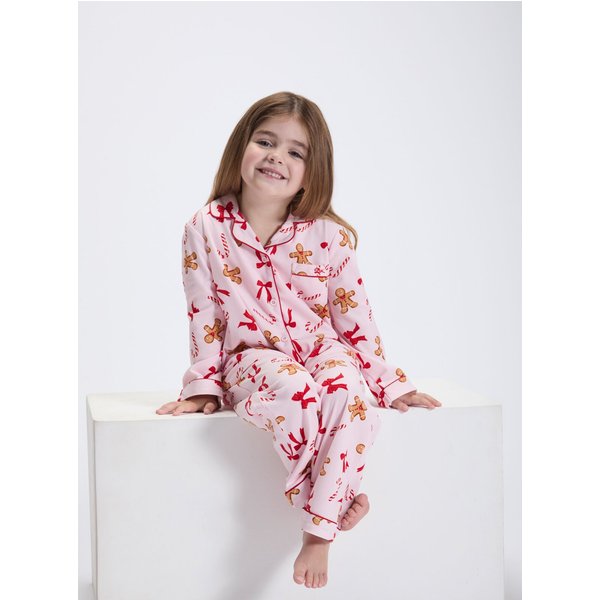 Boux Avenue Kids' gingerbread & candy cane fleece pyjamas in a bag - Pink Mix - 10-11