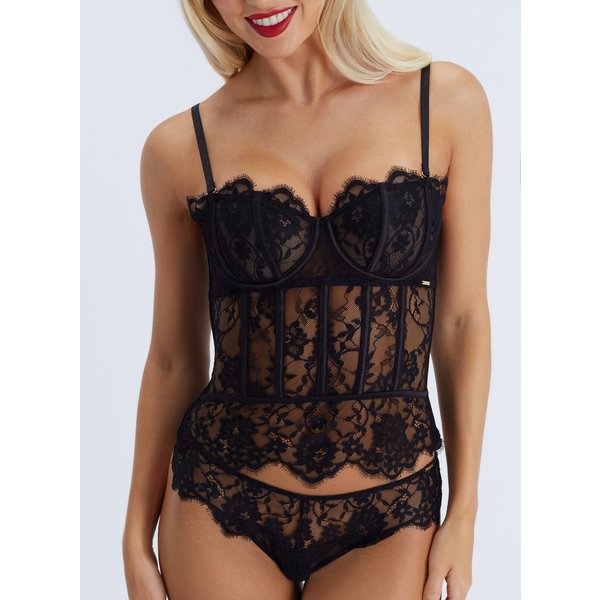 Boux Avenue Clemencie lace balconette basque - Black - 30B