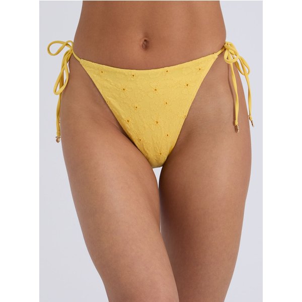 Boux Avenue Amalfi broderie tie side bikini bottoms - Lemon - 06