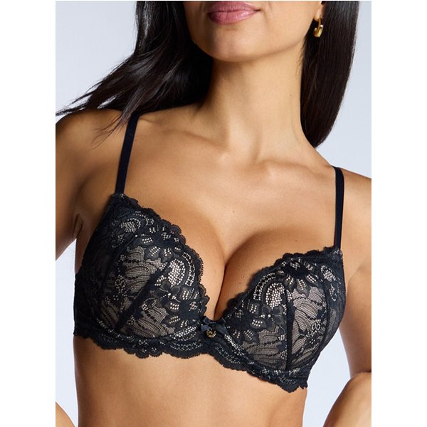 Boux Avenue Aliyah plunge push-up bra - Black & Nude - 30A
