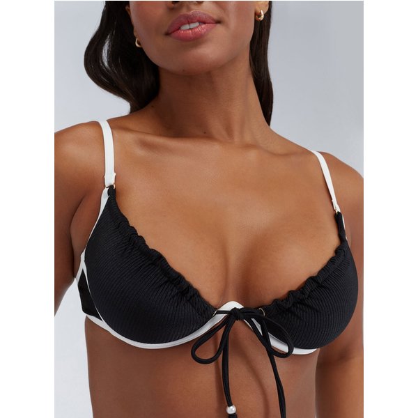 Boux Avenue Ibiza piped plunge bikini top - Black Mix - 30C