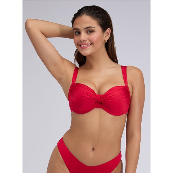 Boux Avenue Lido ruched plunge bikini top - Strawberry - 30C