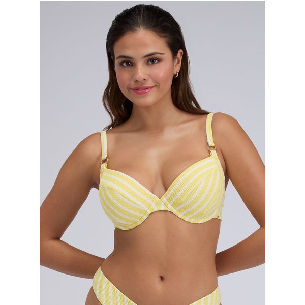 Boux Avenue Jamaica striped plunge bikini top - Lemon - 30E