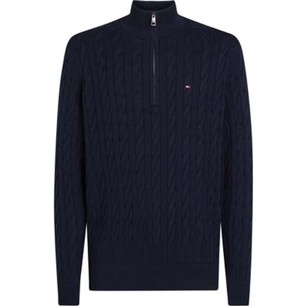 Tommy Hilfiger Classic Cable Knit Half-Zip Jumper - Navy - XL