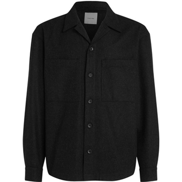 Calvin Klein Relaxed Wool Blend Overshirt - Black - S