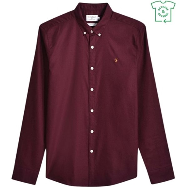 Farah Brewer Slim Fit Organic Cotton Oxford Shirt - Wine - M