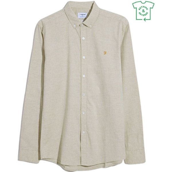 Farah Steen Slim Fit Brushed Organic Cotton Shirt - Beige - L