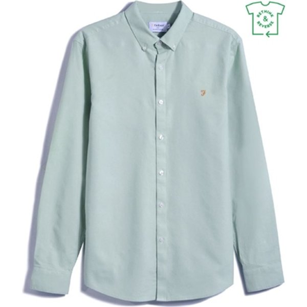 Farah Brewer Slim Fit Organic Cotton Oxford Shirt - Grove Green - XL