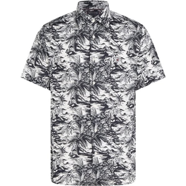 Tommy Hilfiger Tropical Print Pure Linen Shirt - Navy - L