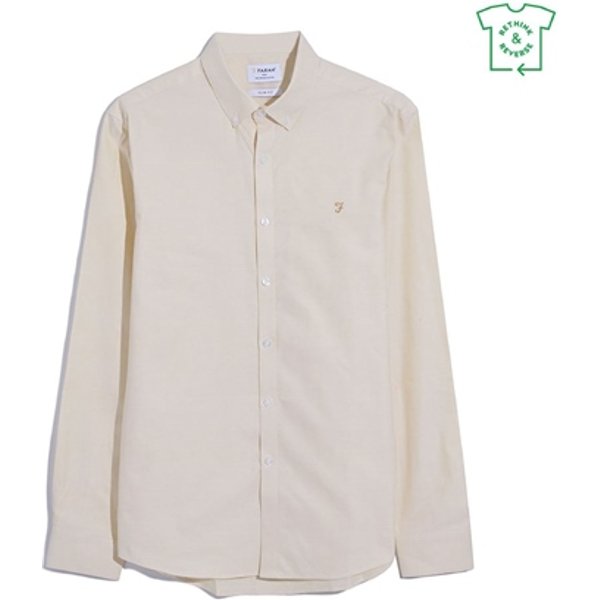 Farah Brewer Slim Fit Organic Cotton Oxford Shirt - Beige - XL