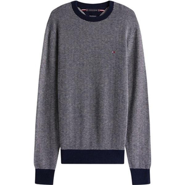 Tommy Hilfiger Herringbone Knit Jumper With Cashmere - Navy - M