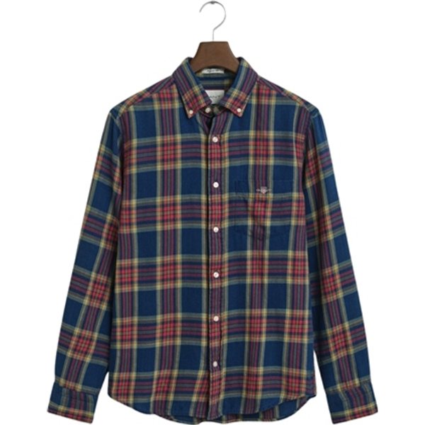 Gant Regular Fit Indigo Twill Check Shirt - Blue - XL