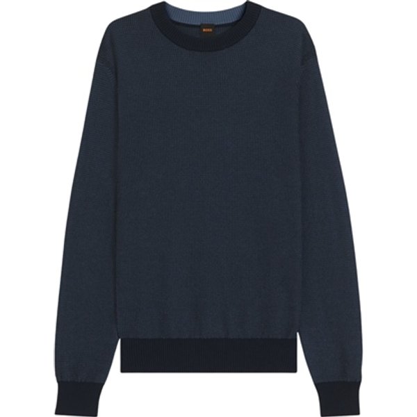 Boss Klapok Cotton-Blend Two-Tone Structure Sweater - Navy - XL
