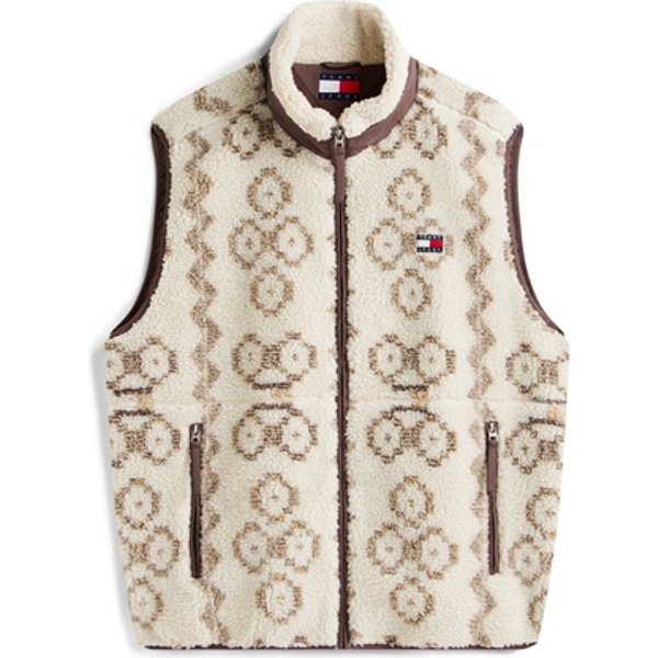 Tommy Jeans Teddy Fleece Zip Up Vest - Beige - S