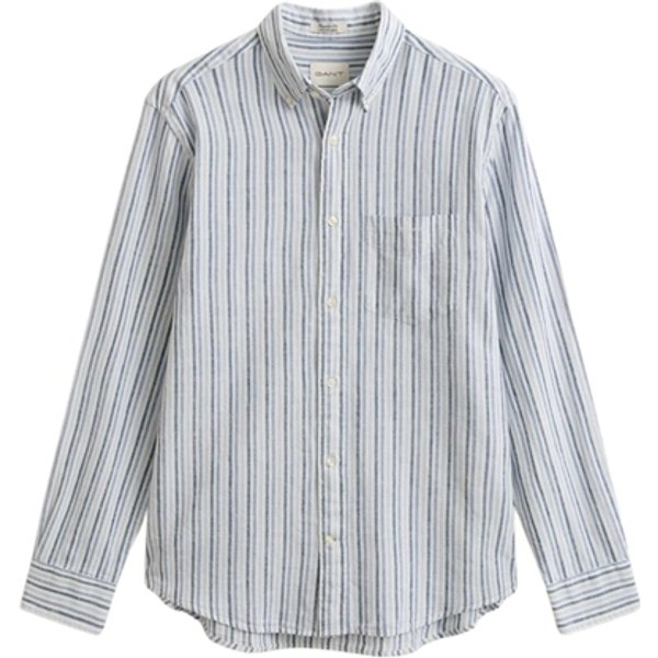 Gant Striped Linen Blend Shirt - Blue - 2XL