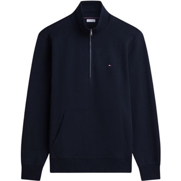Tommy Hilfiger Flag Embroidery Terry Quarter-Zip Jumper - Navy - L