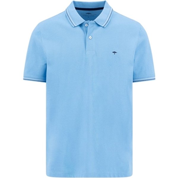 Fynch Hatton Contrast Tipping Polo Shirt - Breeze Blue - M
