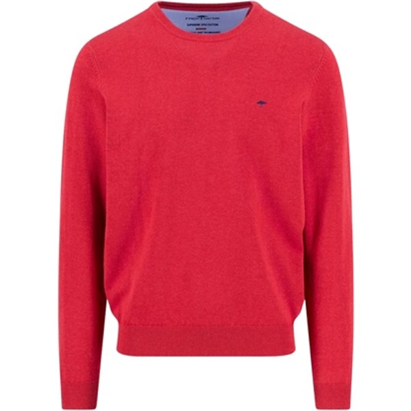 Fynch Hatton Fine Knit Cotton Crewneck Sweater - Red - L