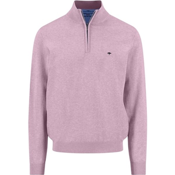 Fynch Hatton Fine Knit Cotton 1/4 Zip Sweater - Magnolia Pink - 2XL