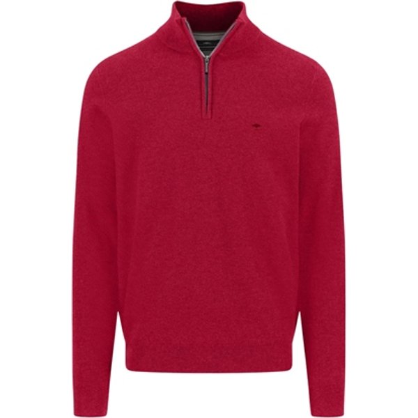 Fynch Hatton Cotton Troyer-Zip Structure Sweater - Red - L