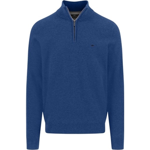 Fynch Hatton Cotton Troyer-Zip Structure Sweater - Blue - 2XL
