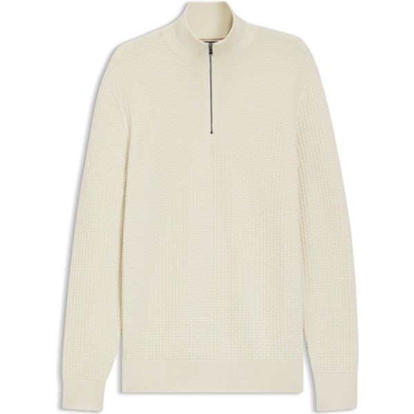 Boss H-Ulicio Cotton Quater Zip Sweater - White - 2XL