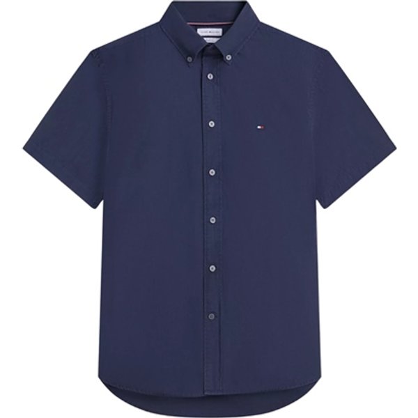 Tommy Hilfiger Short Sleeve Poplin Button Down Shirt - Navy - S
