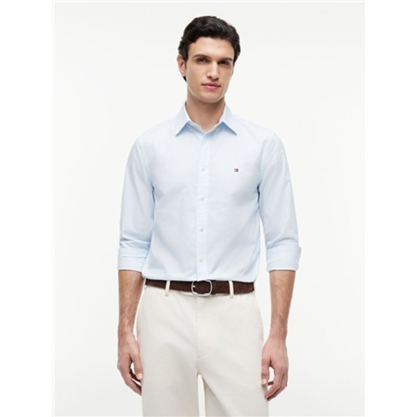 Tommy Hilfiger Flex Poplin Small Flag Logo Shirt - Blue - 2XL