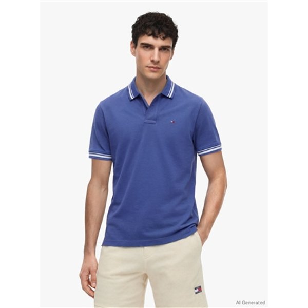 Tommy Jeans Regular Fit Tipped Polo Shirt - Blue - S