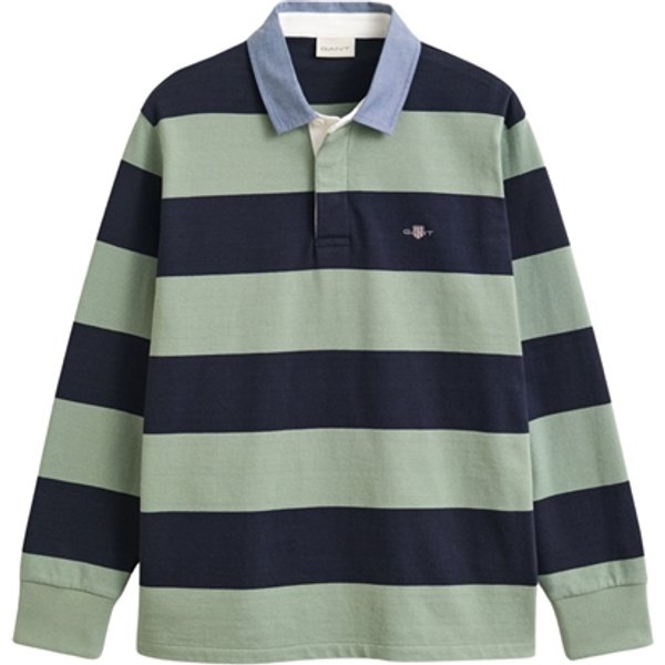 Gant Chambray Collar Stripe Heavy Rugger - Green - L