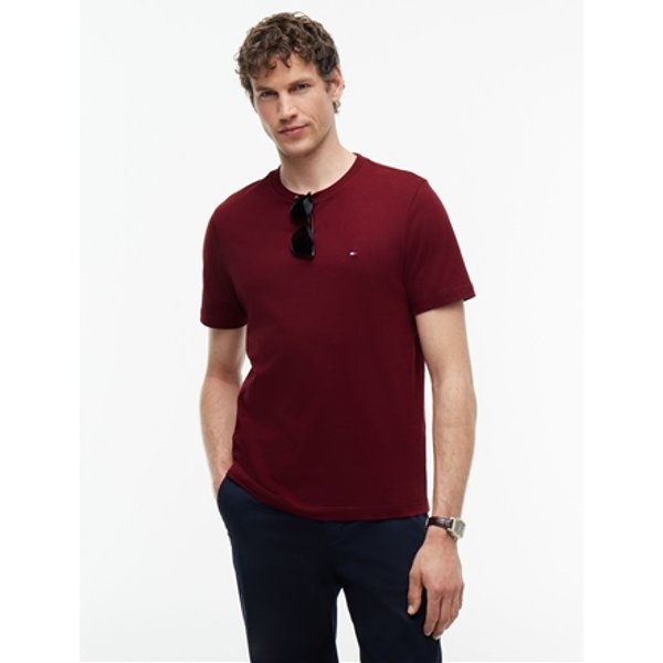Tommy Hilfiger Flag Embroidery Crew Neck T-Shirt - Burgundy Wine - S