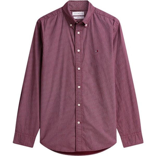 Tommy Hilfiger Flex Poplin Geo Print Regular Fit Shirt - Wine - 2XL